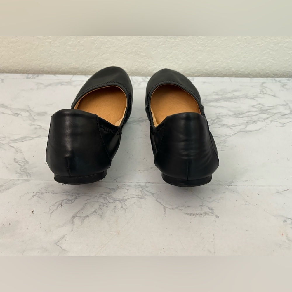 Time and Tru Black Faux Leather Ballet Flats Sz 8 Memory Foam Scrunch​ - Picture 3 of 6